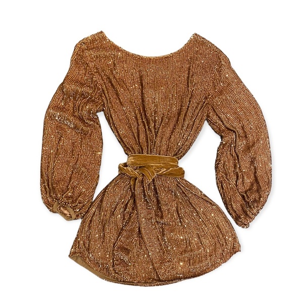 Retrofete Grace Sequin Mini Dress Bronze XS M - Picture 6 of 10